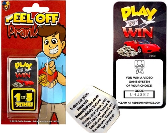 Peel Off Prank Sticker-Win Video Game System 0168
