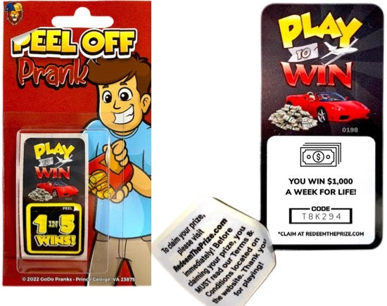 Peel Off Prank Sticker-Win $1000 a week for life 0198